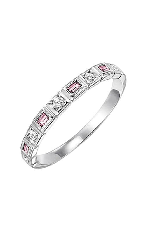 Alberts 10k White Gold 1/10ctw Diamond 1/7ctw Pink Tourmaline Band FR1199-1WD CO