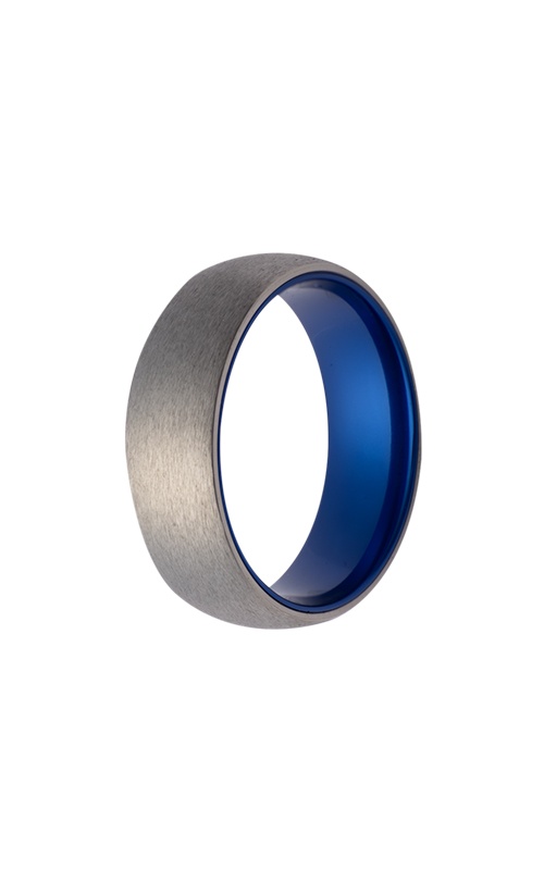 Heavy Stone Men's Titanium 7MM Dome Satin With Blue Anodized Interior Sleeve Wedding Band K7TIA133:BL-10