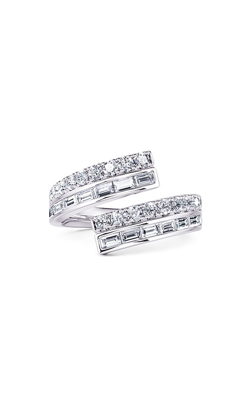 Ashley Lauren 14k White Gold .36ctw Round Diamond and .66ctw Baguette Diamond Crossover Band R1612-14W