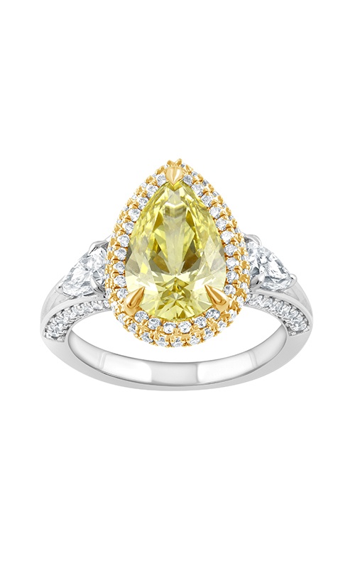 Albert's 14k White & Yellow Gold 3.01CT Fancy Intense Yellow Pear Lab Grown 1.25CTW Pear & Round Lab Grown Diamond Engagement Ring LGUDR01152D300GT87