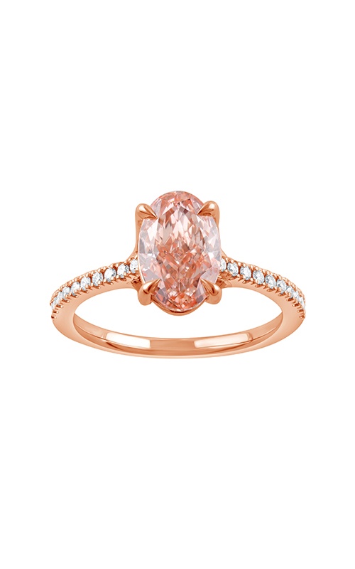 Albert's 14K Rose Gold 2.07CT Fancy Intense Pink Oval Lab Grown .08CTW Round Lab Grown Diamond Engagement Ring LGUDR01431O200GP74