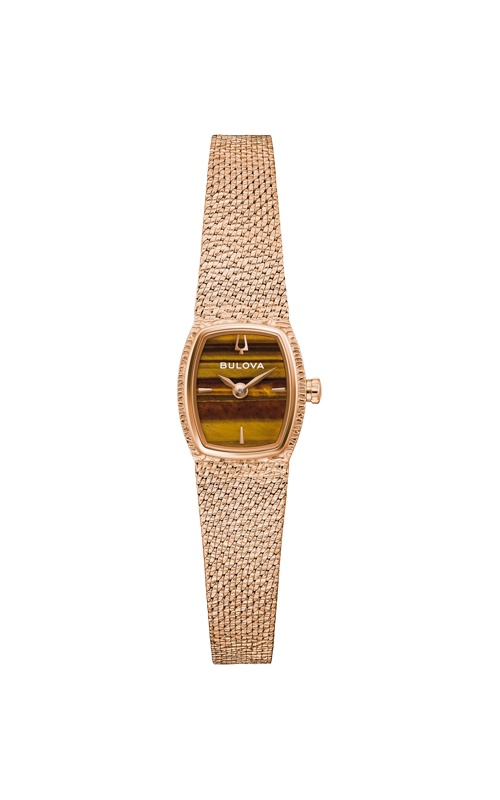 Bulova Ladies' Goddess of Time Tiger's Eye 17mm Rose Tone Watch 97L185