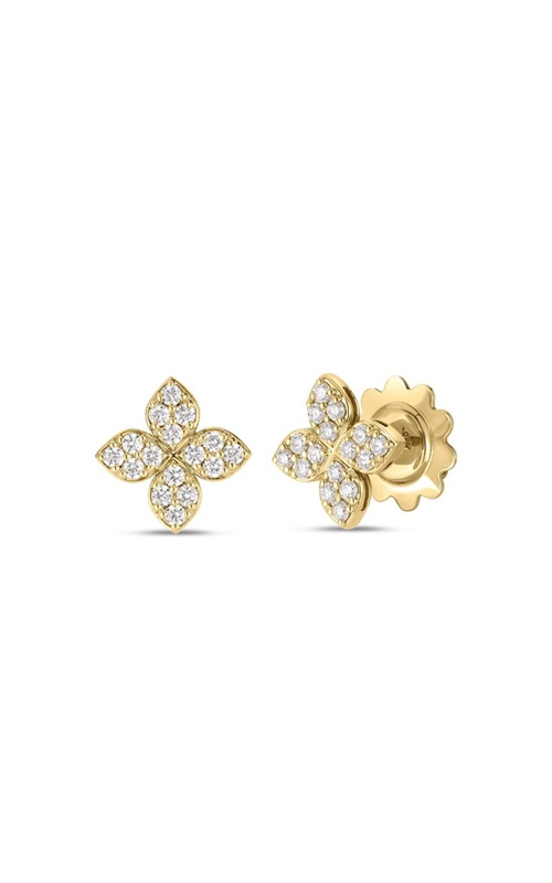 Roberto Coin 18k Yellow Gold .38ctw Love In Verona Medium Pave Flower Stud Earrings 7773639AYERX
