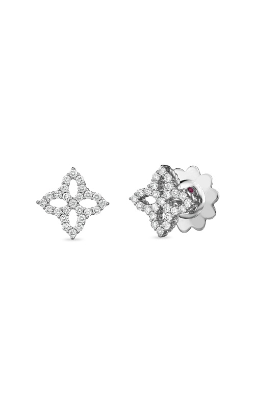 Roberto Coin 18k White Gold 10mm Diamond Princess Outline .32ctw Small Flower Stud Earrings 8882348AWERX