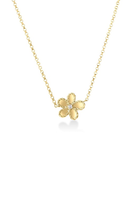 Roberto Coin 18k Yellow Gold Jasmine .01ctw Diamond Small Flower Necklace 7773757AY17X