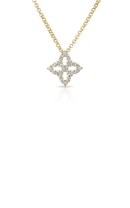 Roberto Coin 18k Yellow Gold .16ctw Diamond Small Flower Necklace 8882348AY18X