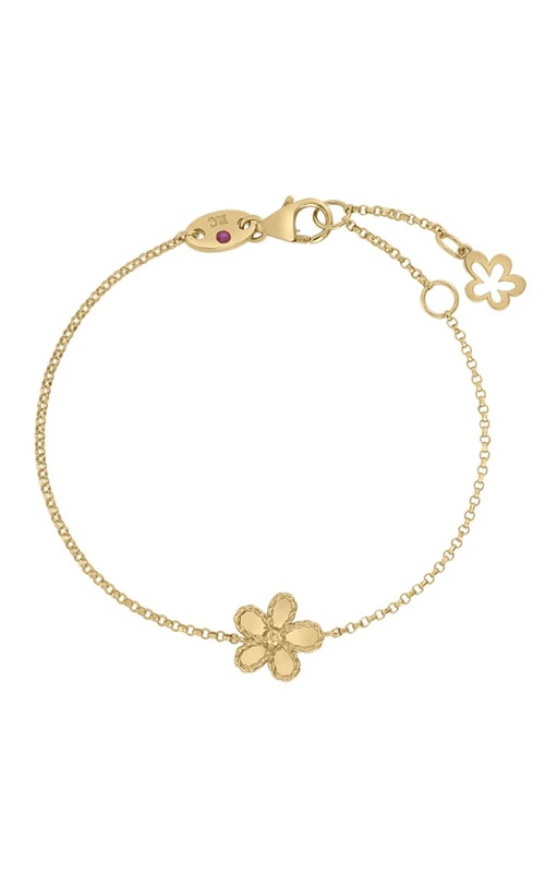 Roberto Coin 18K Yellow Gold .01ctw Round Jasmine Diamond Tiny Flower 7'' Bracelet 7773757AYLBX