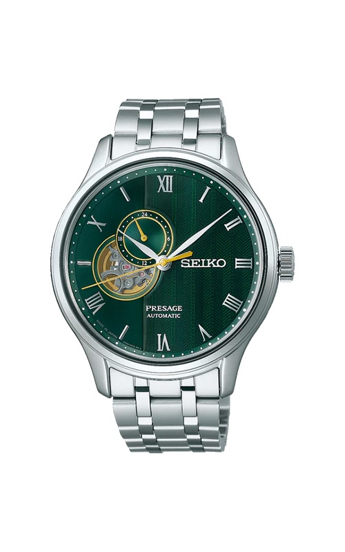 Seiko Presage Automatic 41.8mm Green Openworked Dial Watch SSA463