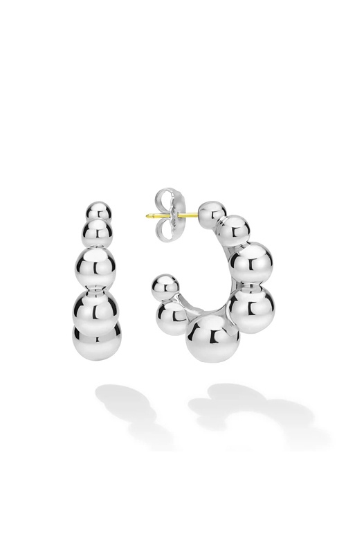 LAGOS Sterling Silver Caviar Bubbly 24mm J Hoop Earrings With 14k Yellow Gold Posts 01-82178-00