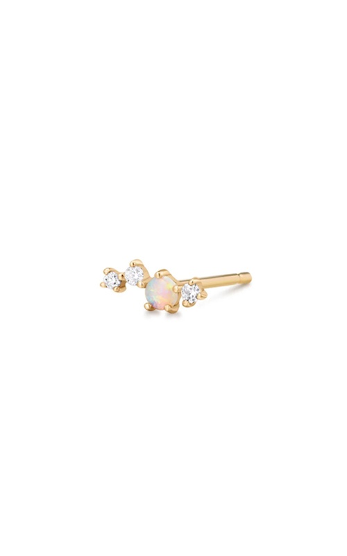 Aurelie G 14k Yellow Gold 6mm Round Opal .04ctw Single Stud Earring AGGE01004G-OP