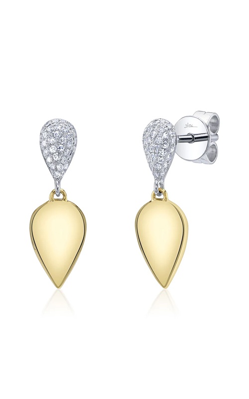 Shy Creation 14k Yellow Gold .16ctw Diamond Pave Dangle Earrings SC55028239