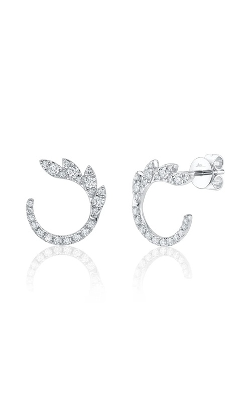 Shy Creation 14k White Gold .39ctw Round Diamond Leaf Stud Earrings SC55028364