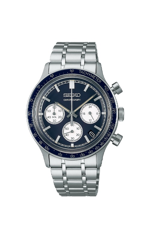 Seiko Men's Essentials Chronograph 38.7mm Green Dial Watch SSB481