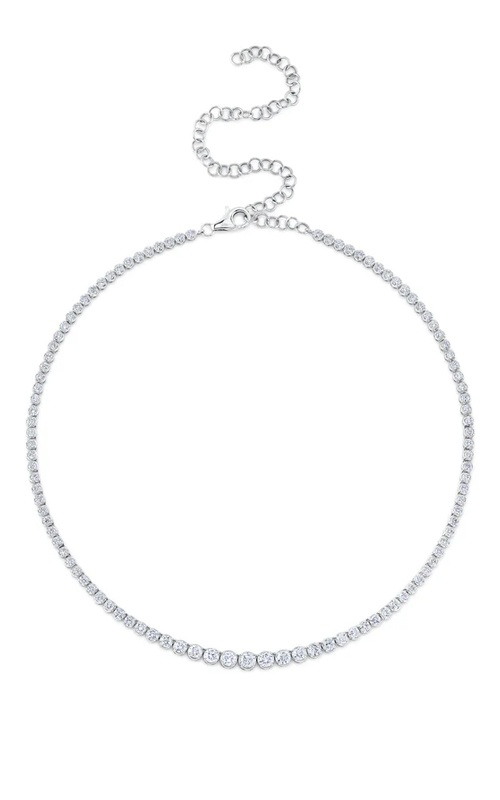 Shy Creation 14k White Gold 18'' 4.73ctw Diamond Crown Setting Tennis Necklace SC55022934
