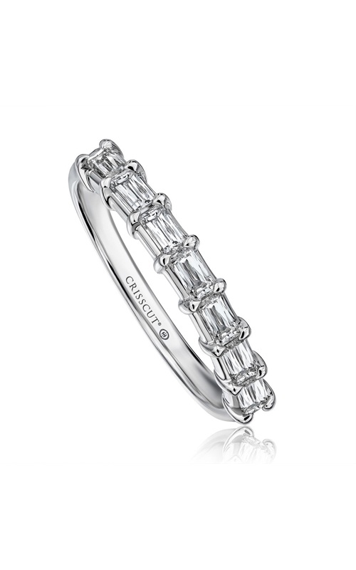 Christopher Designs 14k White Gold .64ctw 7 Cushion Baguette G VS1 Wedding Band 352B-065-14W