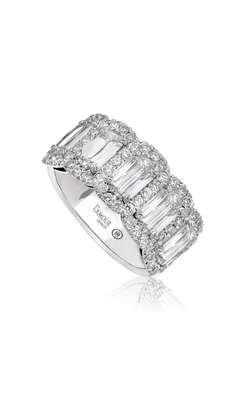 Christopher Designs 18k White Gold 1.57ctw E VS La'Amour Crisscut and .57ctw Round Diamond Wedding Band L204-5-175
