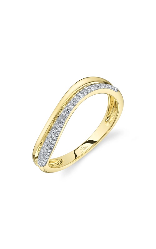 Shy Creation 14k Yellow Gold .15ctw Curved Pave Diamond Band SC55029041RD