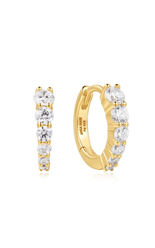 Ania Haie Sterling Silver 14K Yellow Gold Plated Gradient Pave Huggies E061-06G