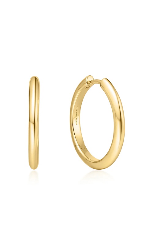 Ania Haie Sterling Silver 14K Yellow Gold Plated Tube Medium Hoop Earrings E062-03G