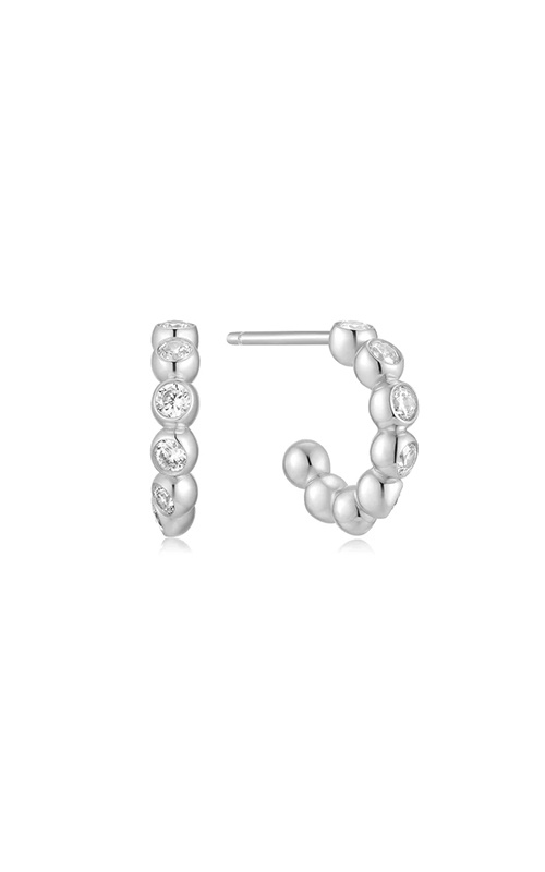 Ania Haie Sterling Silver Bezel Beaded Huggie Hoop Earrings E066-05H