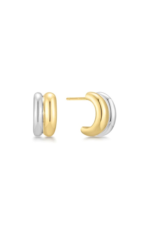 Ania Haie Sterling Silver and 14K Yellow Gold Plated Duet Mixed Huggie Hoop Earrings E067-05T