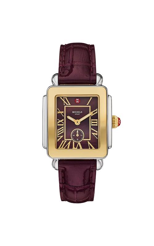 Michele Two Tone Deco Sport Mid Dark Cherry Watch MWW06H000003