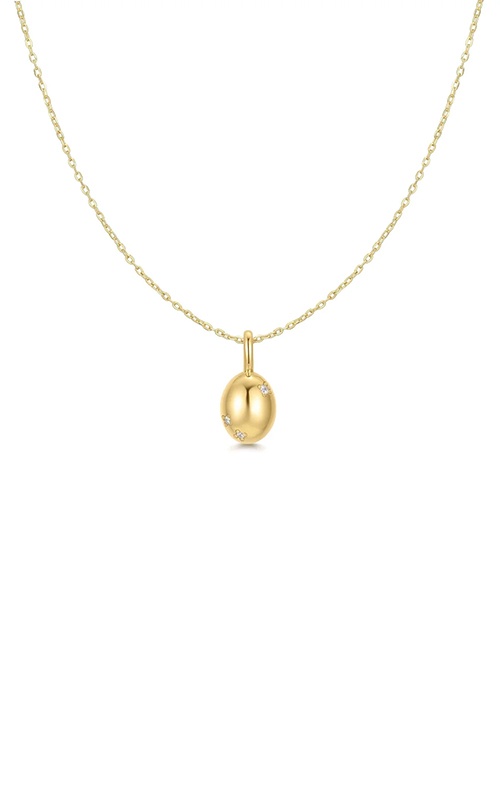 Ania Haie Sterling Silver 14K Yellow Gold Plated Floral Oval Pendant Necklace N068-03G