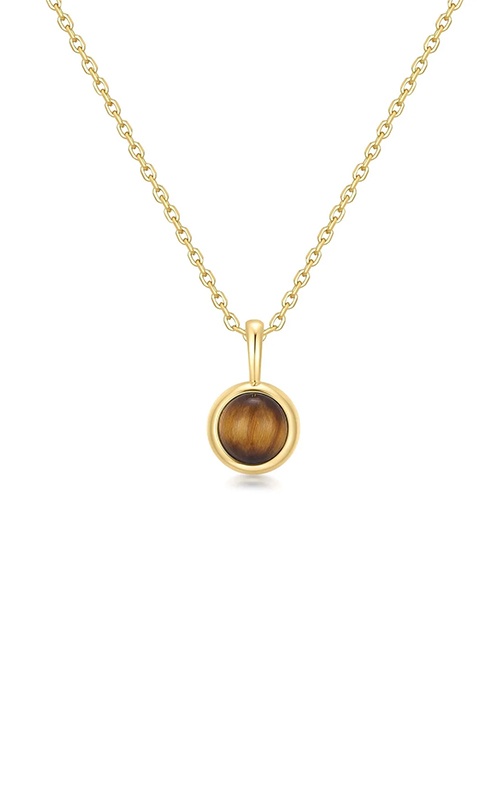 Ania Haie Sterling Silver 14K Yellow Gold Plated Tiger Eye Pendant Necklace N068-04G-TE