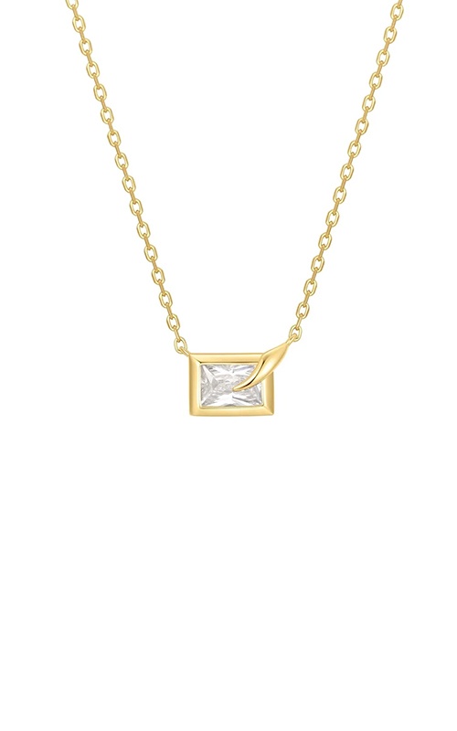 Ania Haie Sterling Silver 14K Yellow Gold Plated Sparkling Bezel Cube Necklace N069-01G