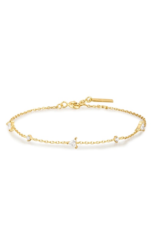 Ania Haie Sterling Silver 14K Yellow Gold Plated Triangular Cubic Zirconia Station Bracelet B059-03G