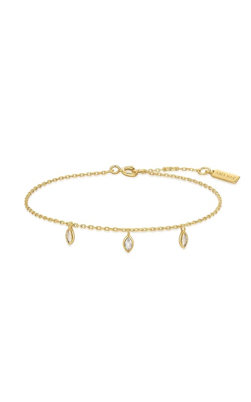 Ania Haie Sterling Silver 14K Yellow Gold Plate Sparkling Triple Station Bracelet B066-02G