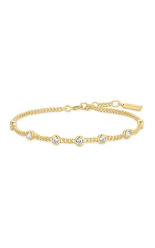 Ania Haie Sterling Silver 14K Yellow Gold Plated Multi Station Round Stone Chain Bracelet B066-05G