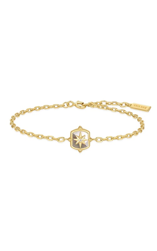 Ania Haie Sterling Silver 14K Yellow Gold Plated Colour-Block Mother of Pearl Star Bracelet B067-03G