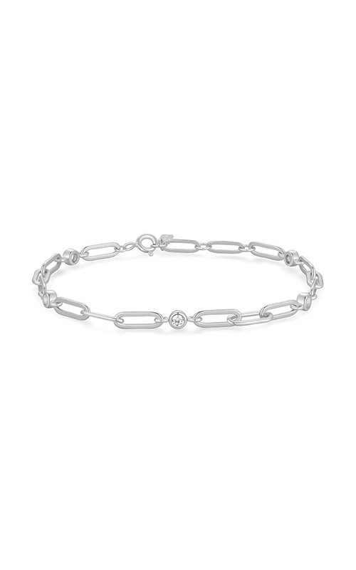 Ania Haie Sterling Silver Bezel Station Paper Clip Chain Bracelet B069-01H