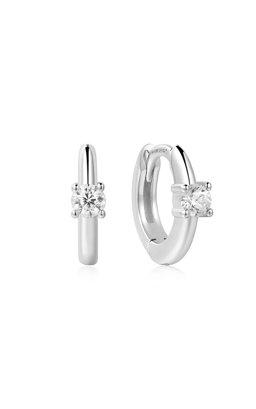 Ania Haie Sterling Silver Solitaire Cubic Zirconia Mini Huggies E061-03H