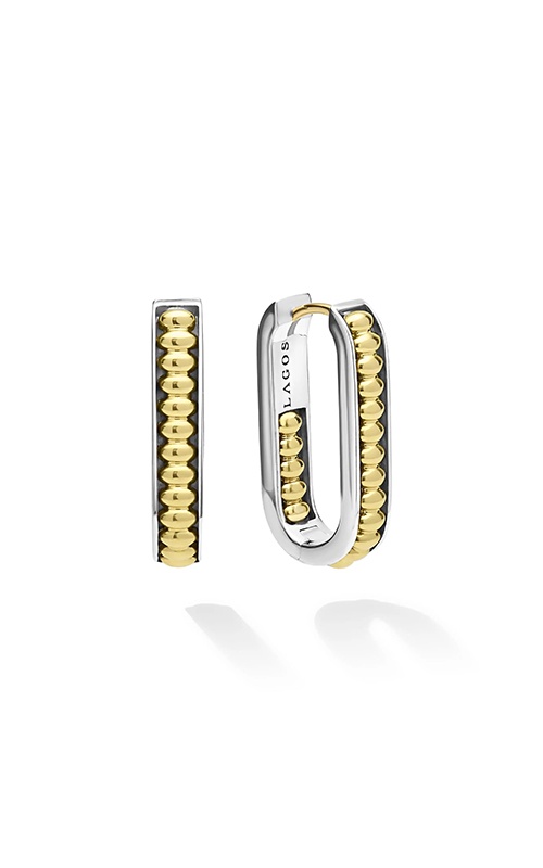 Lagos Sterling Silver 18K Yellow Gold Linear Hoop Earrings 01-82193-00