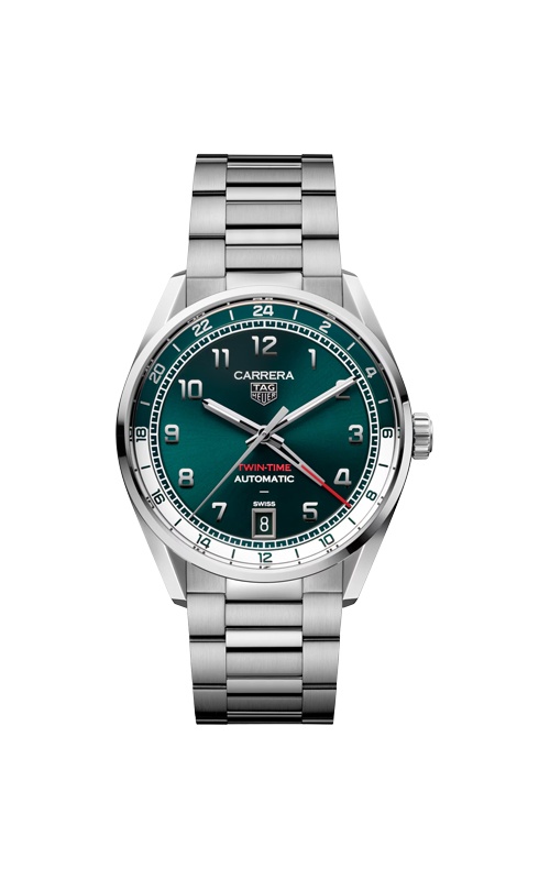 TAG Heuer Carrera Date Twin-Time Green 41mm Automatic Watch WDA2114.BA0043