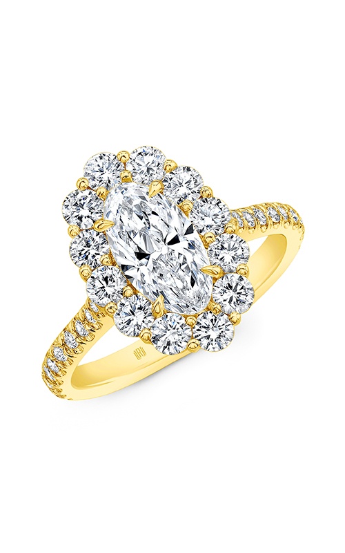 Rahaminov 18K Yellow Gold .70CT Oval Diamond 1.07CTW Melee Diamond Halo Engagement Ring M34-0282