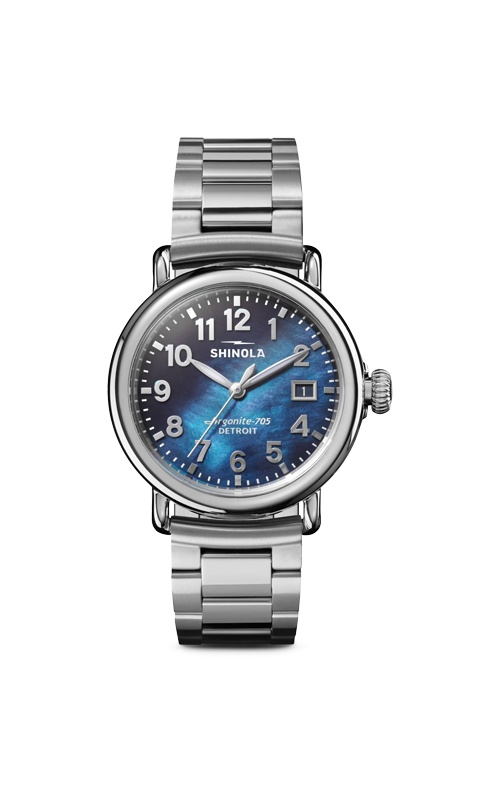 Shinola Men's and Ladies' Runwell 36mm Blue Mother orf Pearl Dial Watch S0120308479