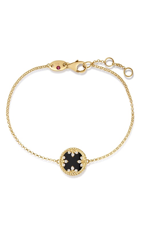 Roberto Coin 18K Yellow Gold Venetian Medallions .05ctw Diamond, 2ctw Black Jade and Mother of Pearl 7'' Bracelet 8883626AYLBXB