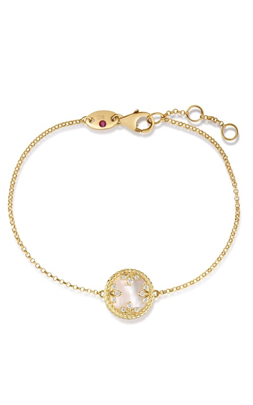 Roberto Coin 18K Yellow Gold Venetian Medallions .05ctw Diamond And 2ctw Mother Of Pearl 7'' Reversible Bracelet 8883626AYLBXM