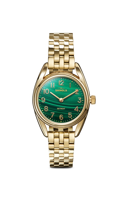 Shinola Ladies' Derby 30.5mm Goldtone Malachite Dial Watch S0120307528