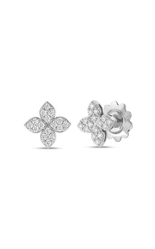 Roberto Coin 18k White Gold .38ctw Round Diamond Love In Verona Medium Flower Stud Earrings 7773639AWERX