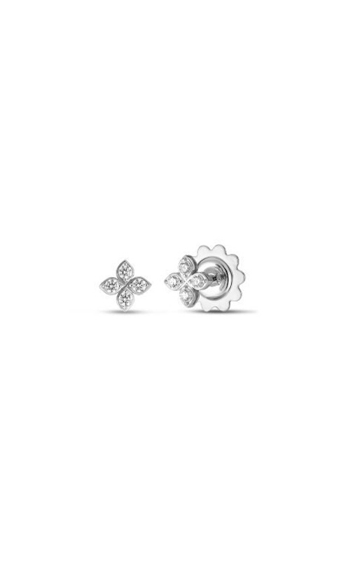 Roberto Coin 18k White Gold Round Love In Verona Diamond 7mm Flower Stud Earrings 7773657AWERX