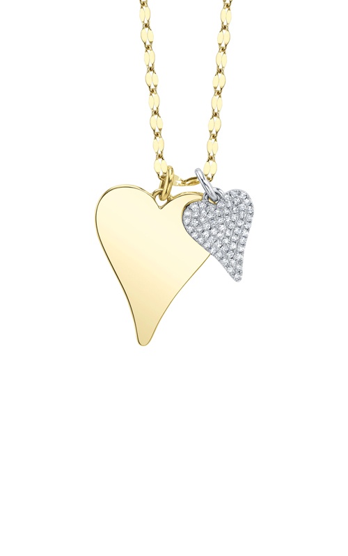 Shy Creation 14k Yellow Gold 18'' .13ctw Pave Double Heart Necklace SC55029029