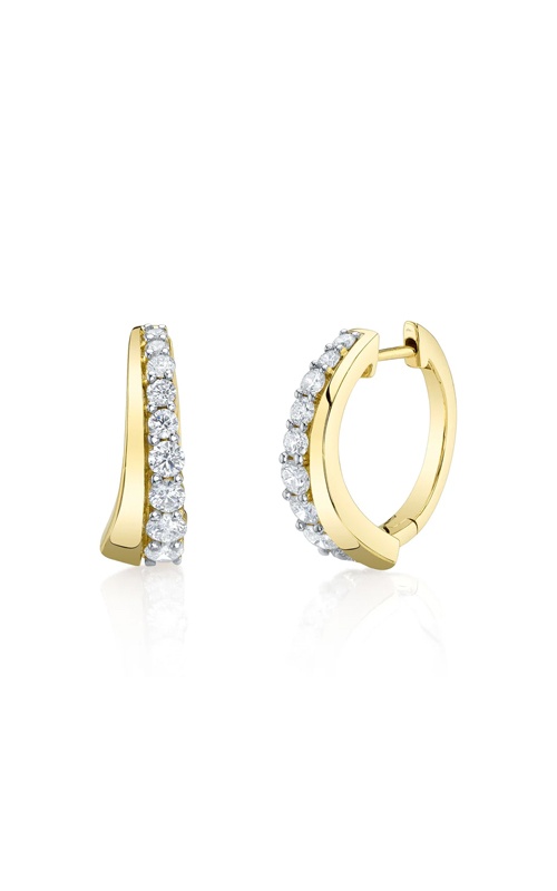 Shy Creation 14k Yellow Gold .29ctw Diamond Halfway Hoop Earrings SC41002311RDD0.65