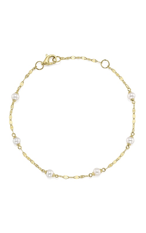 Shy Creation 14k Yellow Gold Cultured Pearl Sparkle Chain Bracelet SC55029215