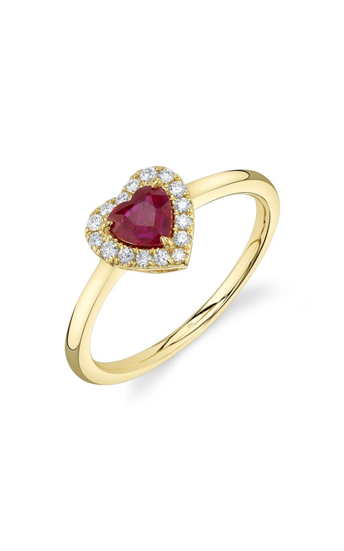 Shy Creation 14k Yellow Gold .52ctw Heart Shape Ruby and .15ctw Diamond Ring SC41002353