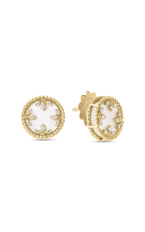 Roberto Coin 18k Yellow Gold Venetian Medallions Small .10ctw Diamond and 4ctw Mother of Pearl Stud Earrings 8883531AYERXM