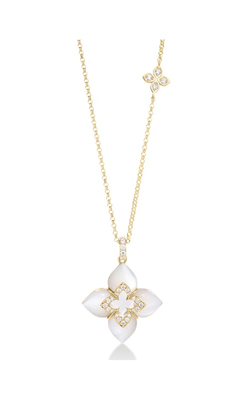 Roberto Coin 18k Yellow Gold Diamond .17ctw Mother of Pearl Venetian Necklace 8883529AY17XM